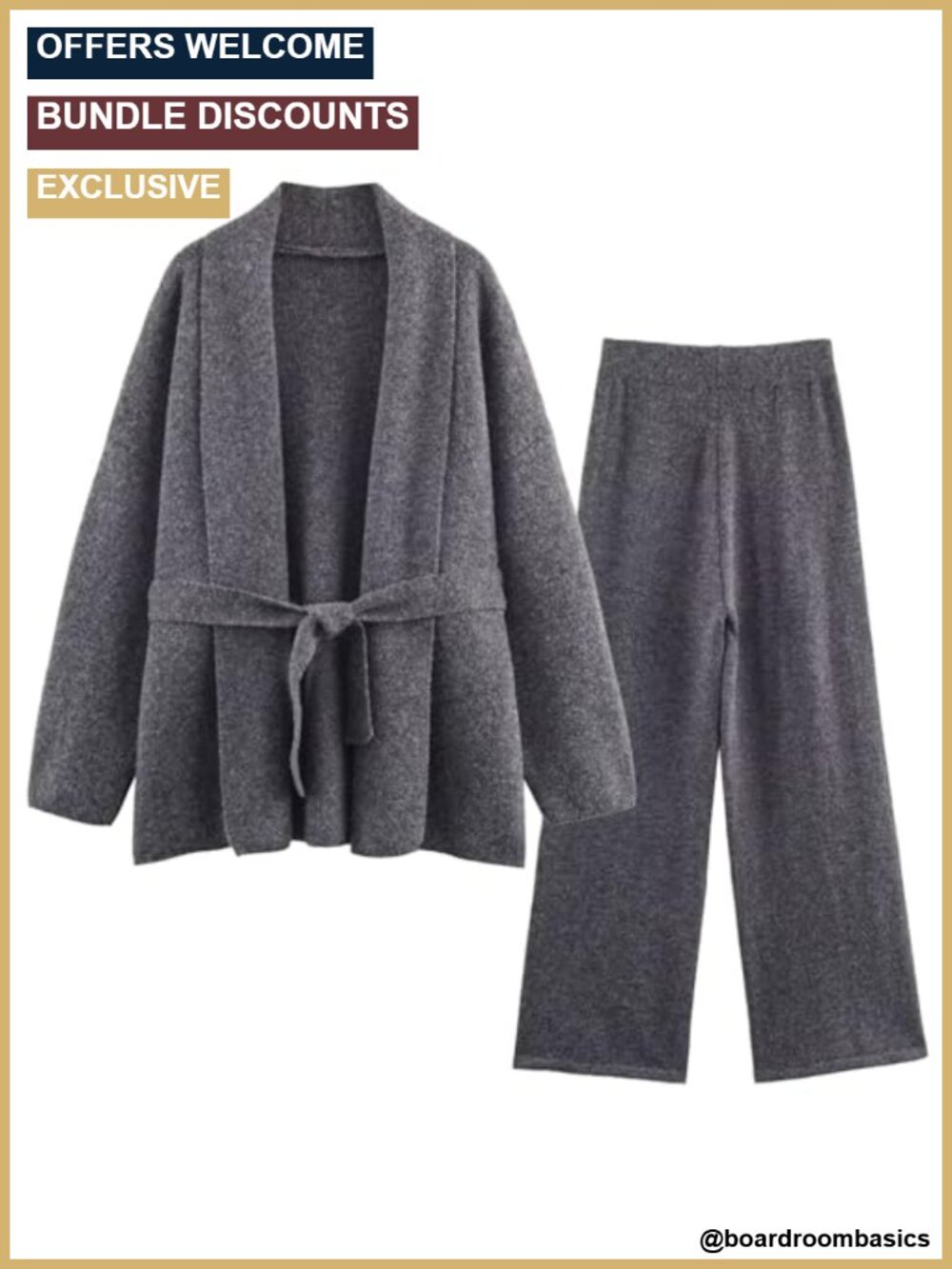 2 Piece Lounge Sets for Women Knit Cardigan Wide Leg Pants Matching Outfit